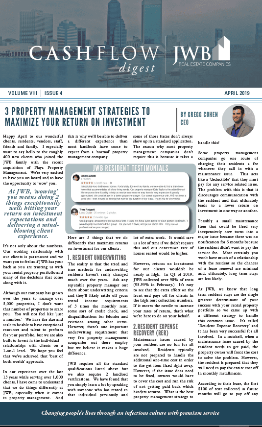 April Newsletter - JWB Cash Flow Digest &ndash; April 2019