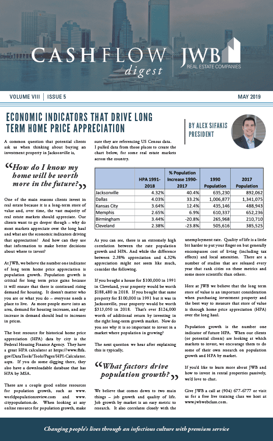 May Newsletter - JWB Cash Flow Digest &ndash; May 2019