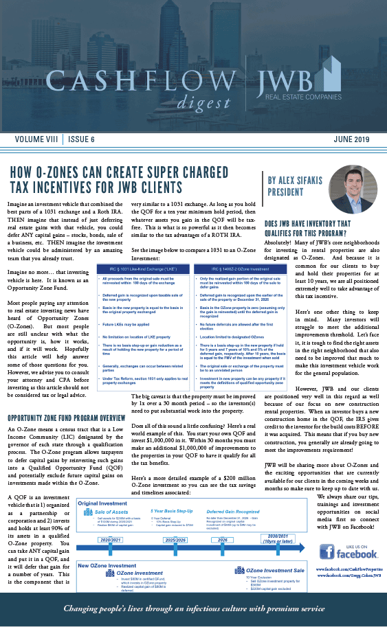June Newsletter - JWB Cash Flow Digest - June 2019